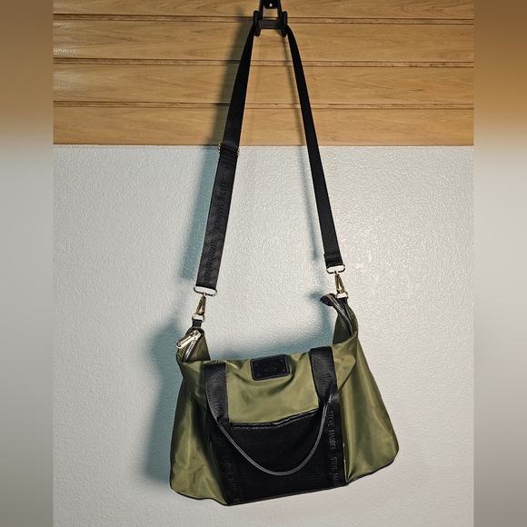 Steve Madden Nylon Travel Bag Tote with handles and crossbody strap Olive Green - Picture 1 of 9